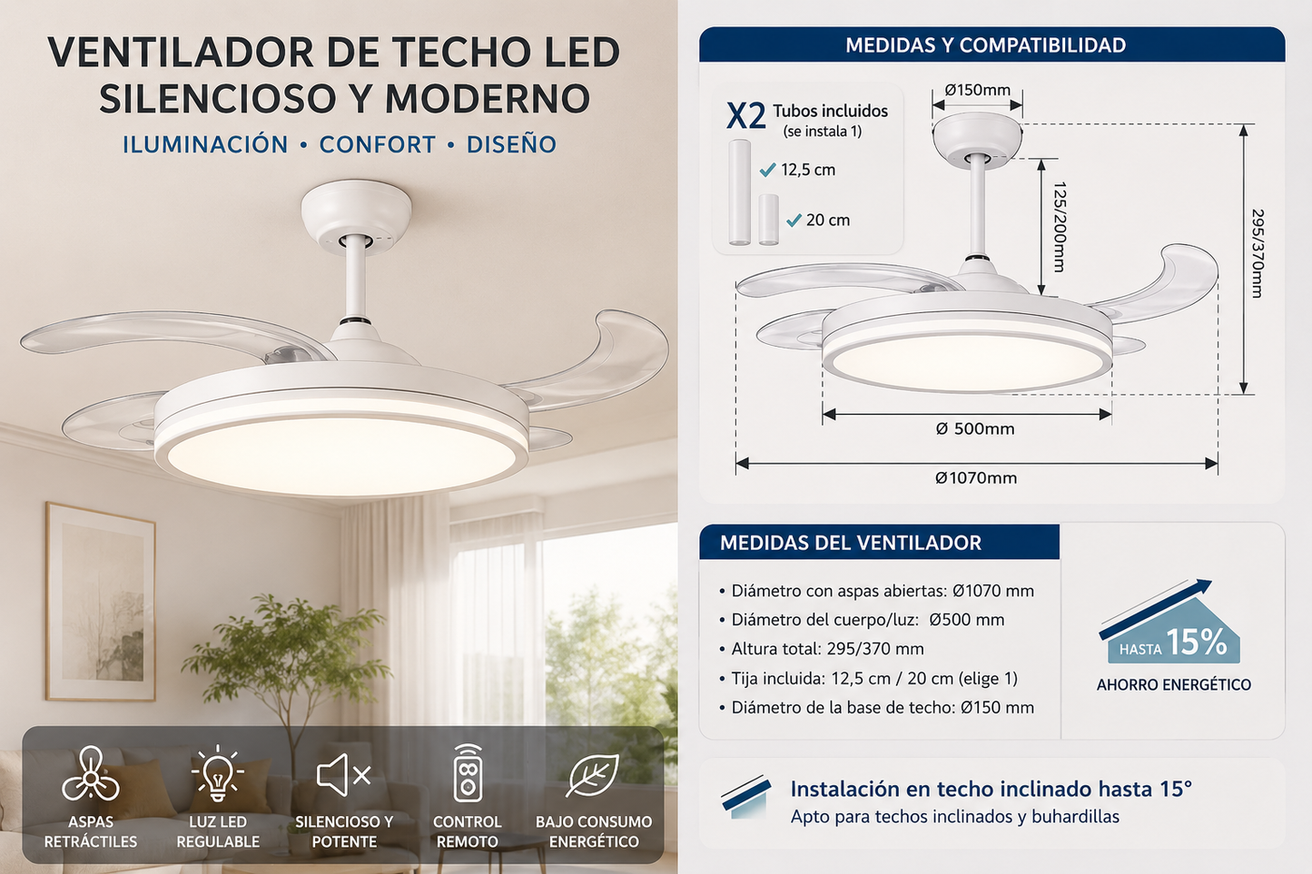 Ventilador de Techo LED Silencioso™