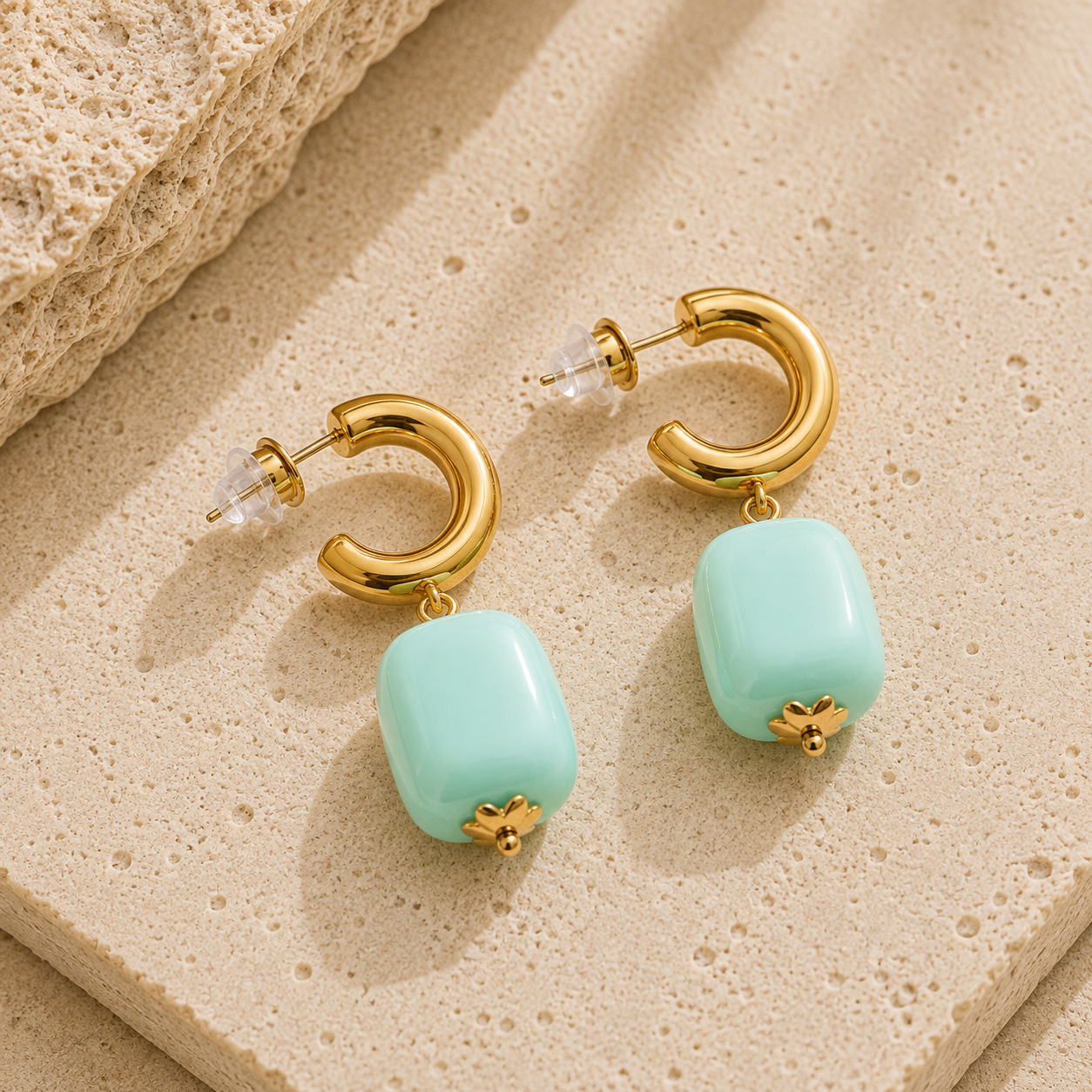Aretes de Resina Acrílica Gota Caramelo