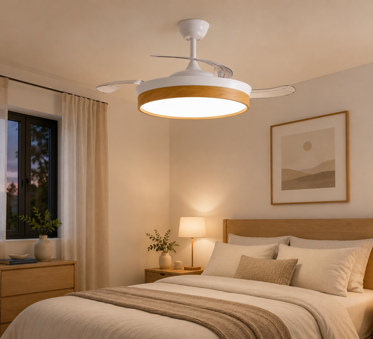 Ventilador de techo led color madera
