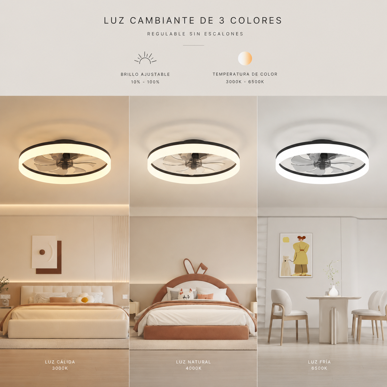 ventilador de techo LED inteligente moderna
