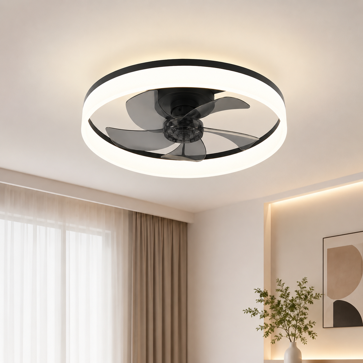 ventilador de techo LED inteligente moderna